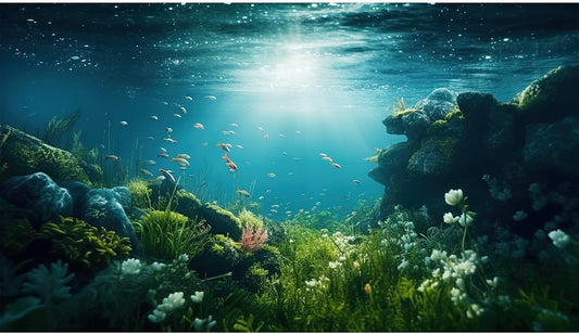 Underwater Aquarium Background Under The Sea Fish Tank Background Ocean Floor Green Aquatic Plants Aquarium Backgrounds Deep Sea Sunray Tropical Fish Aquarium Tank Backgrounds 30x12in