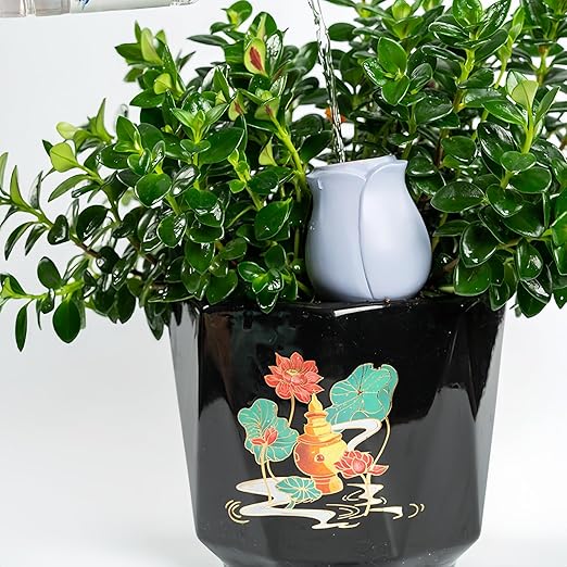 4 Pack Plant Watering Devices, Tulip Flower Shape Terracotta Watering Spikes, Vacation Self Watering Planter Insert, Terra Cotta Watering Spike for Indoor Outdoor Plants