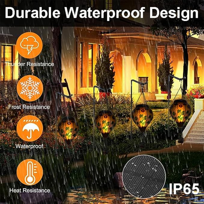 Hot Air Balloon Solar Lantern with Flickering Flame Hanging Solar Lanterns Outdoor Lights Waterproof Lanterns Decorative Garden Patio Yard Party Decor Sunflower