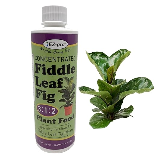 EZ-GRO Liquid Fiddle Leaf Fig Plant Food - 8 oz Bottle | 3 1 2 NPK Fertilizer for Indoor Plants | Concentrated Nutrients Liquid Indoor Plant Food for Healthy Growth