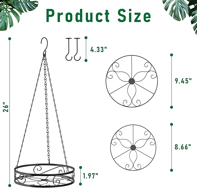2-Pack Hanging Planters for Indoor Plants - Heavy Duty Metal Plant Hanger Indoor with 3 Chains and Hooks – Aesthetic Hanging Plant Holder for an Instant Indoor and Outdoor Decor