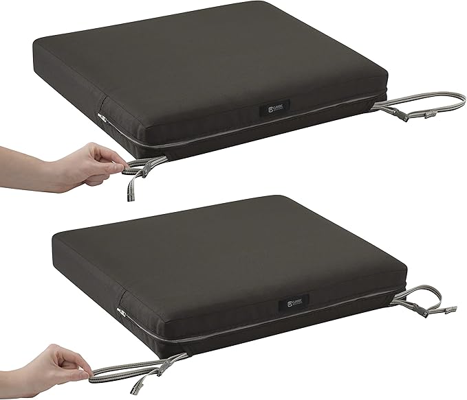 Classic Accessories Ravenna Water-Resistant 21 x 21 x 3 Inch Patio Seat Cushion, Espresso