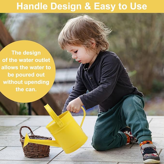 Finderomend Metal Watering Can 1.5L/51oz, Iron Art for Outdoor Plants, Yellow