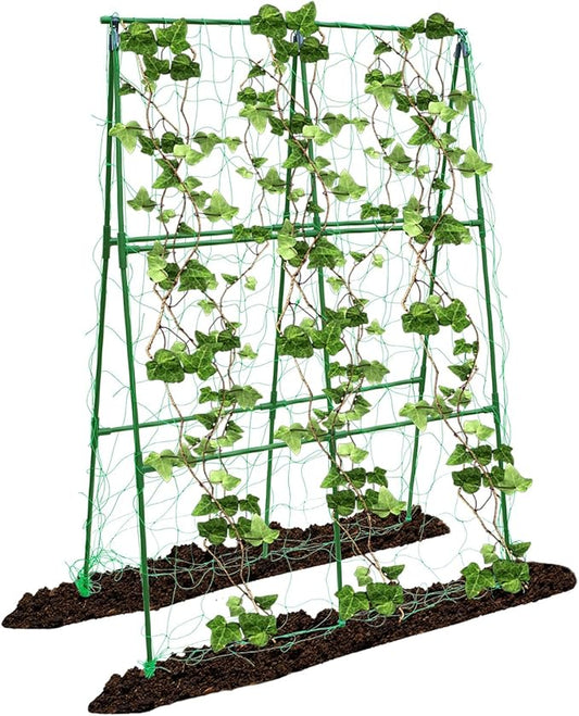 Compact A-Frame Plant Trellis for Peas, Beans & Small Climbing Plants - Rust-Resistant, Easy to Assemble, Lightweight Steel, Ideal for Raised Beds & Container Gardens(31" W x 47" H)