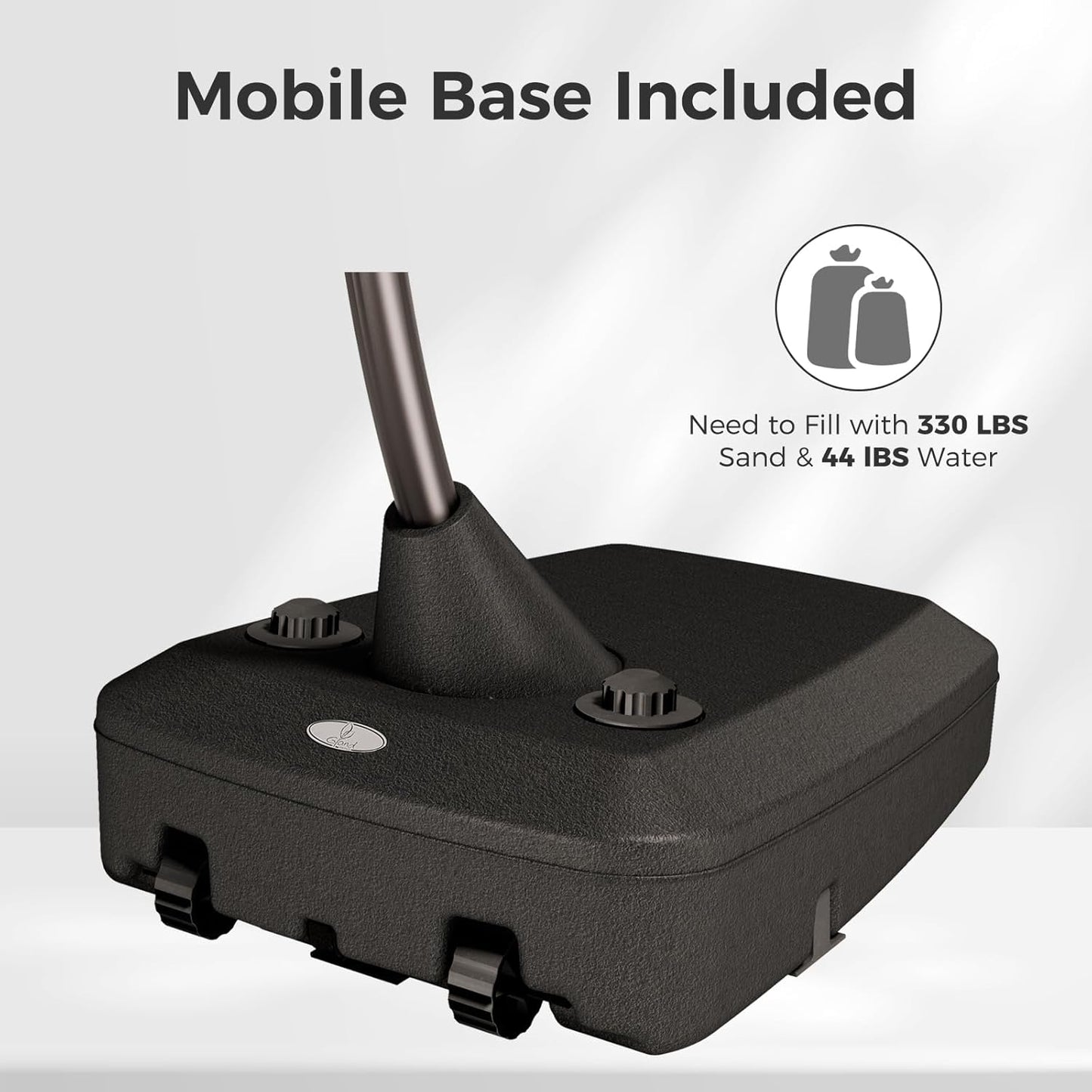 Grand patio 12 FT Sunbrella Cantilever Umbrella with Base Outdoor Aluminum Offset Umbrella with Tilt Adjustment (Charcoal, 12 FT-SUNBRELLA)