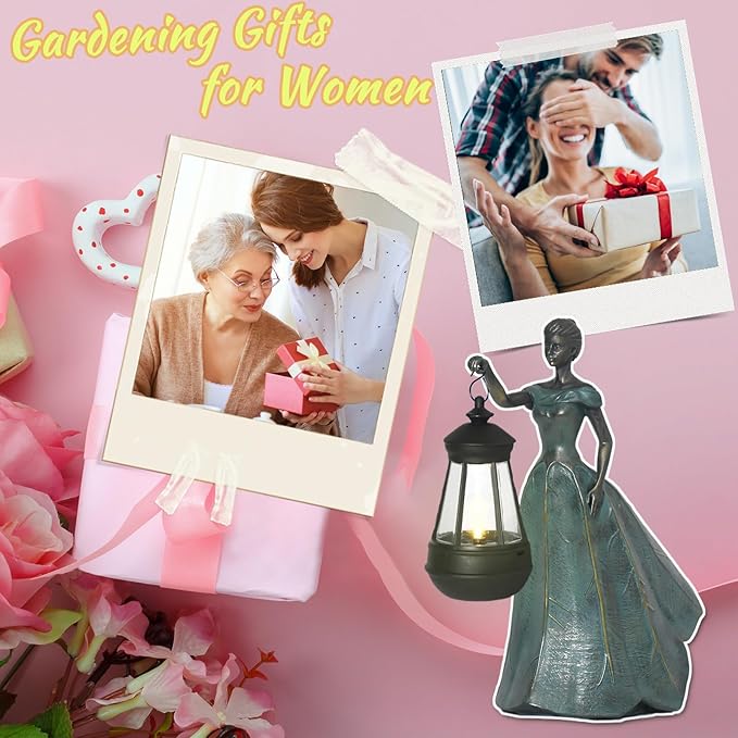 Fairy Garden Statue Solar Garden Decor Resin Statue with Lights for Yard Lawn Decorations Outdoor Patio Gardening Gifts for Women 5.5 * 9.5 * 11.5 Inch