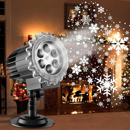 Snowfall Christmas Light Projector, Indoor Outdoor Holiday Night Light Projector, Rotating Snow Falling Projector Lamp for Halloween Xmas New Year Gift Wedding Garden Landscape Decorative