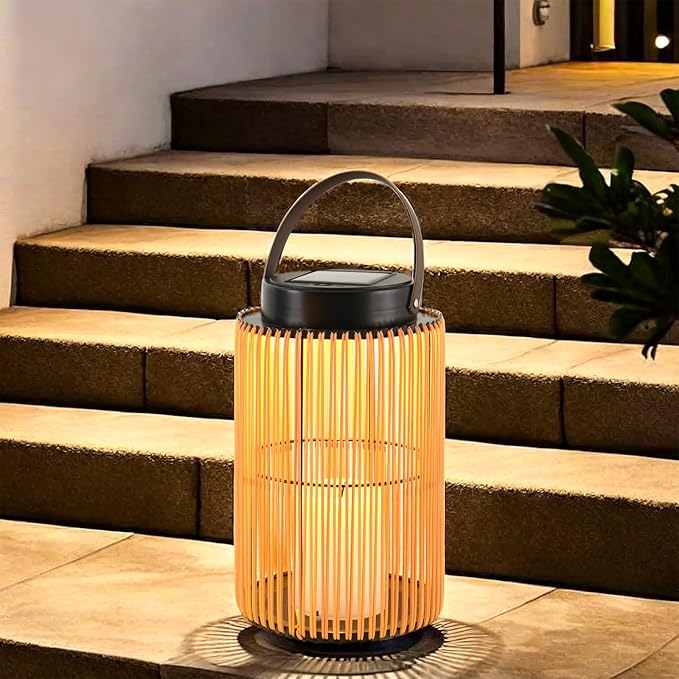 2 Pack Solar Lanterns for Outdoor Waterproof, ZBLUXBZ Outdoor Table Lamp for Outside Hanging Solar Lights, LED Garden Cordless Lights Perfect for Patio and Pathway Lighting (11-inch Height, Yellow)