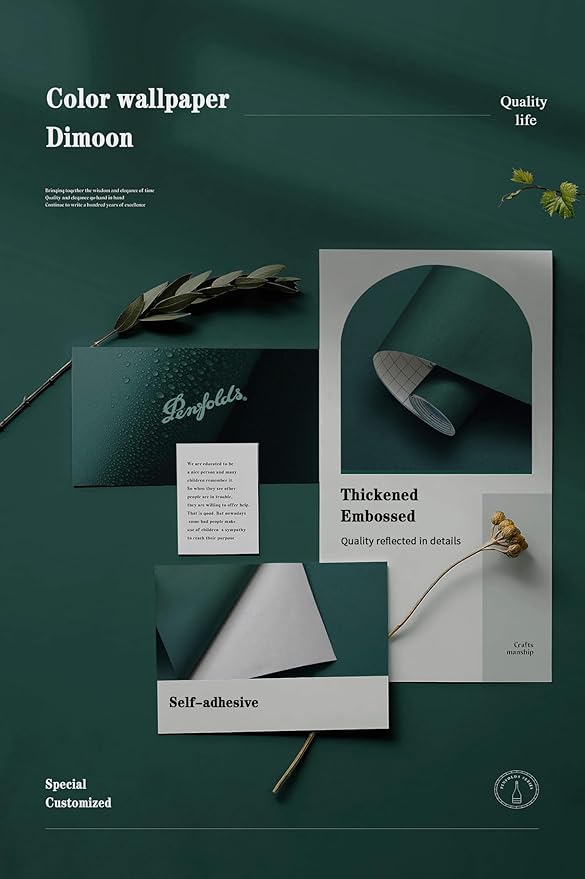 Dimoon 236''x17.7'' Green Peel and Stick Wallpaper Contact Paper Modern Self Adhesive Wall Paper Removable Renter Friendly Textured Solid Color Shelf Cabinet Vinyl Roll (236''x17.7'',Palegreen)