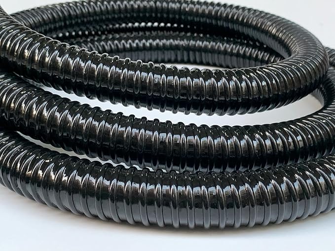 1 1/2 Inch Pond Sump Pump Discharge Hose Corrugated Water Hose Black PVC Strong Flexible Tubing 10Ft