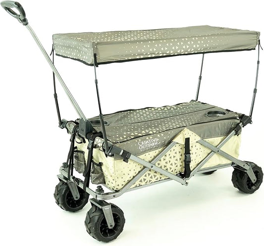Creative Outdoor All-Terrain Deluxe Wagon | 360 Swivel All Terrain Wheels | Great for Beach, Park, Garden & Tailgate | Multiple Color Options