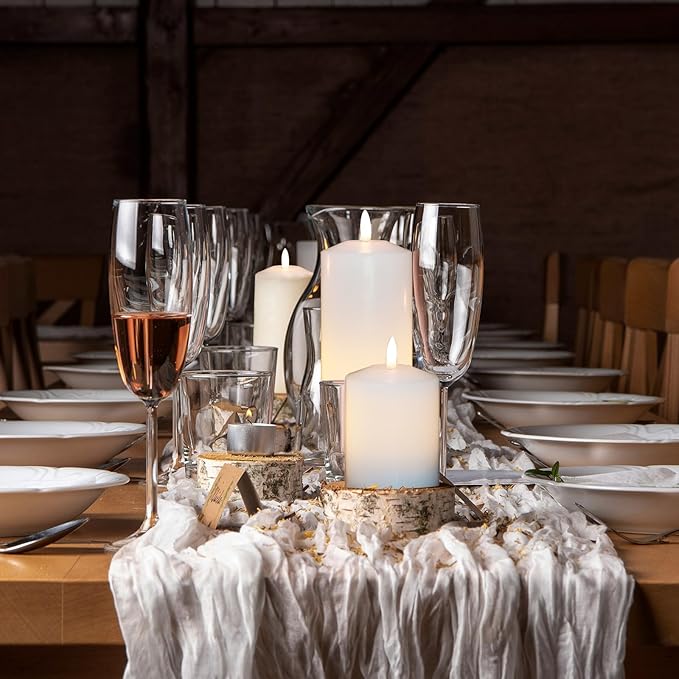 Battery Operated Flameless Candles with 3D Flickering Flame Wick, LED Pillar Candles with Remote Timer, Pack of 3 Real Wax Candles for Wedding Home Decor(White)