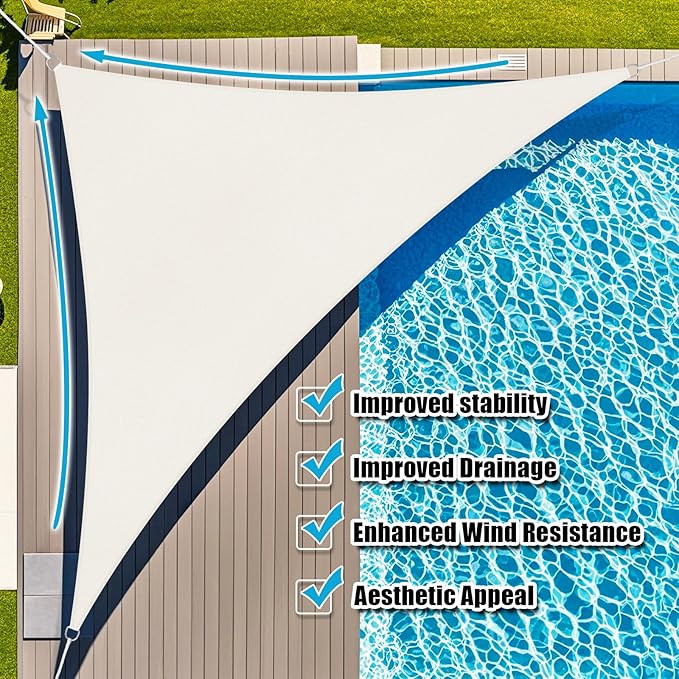 Amagenix Sun Shade Sail 9X9X12.7 Curved Edge Outdoor Shade Canopy Cream Breathable 95% UV Block Shade Cloth for Patio Garden Backyard (We Make Custom Size)