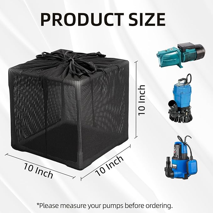 Fineday Pond Filter, Anti-Clogging Cube Outdoor Mesh Water Pump Barrier Bag Box Basket (10 inch)
