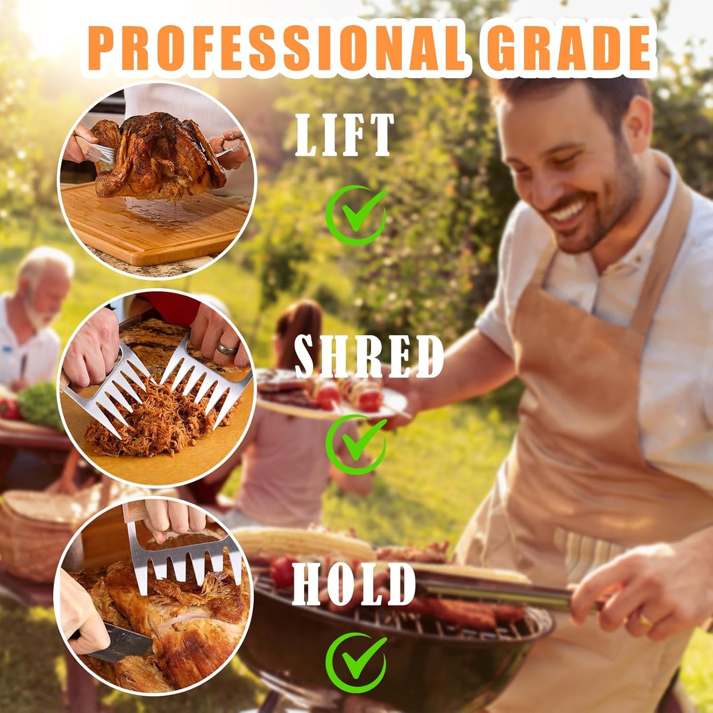 Birthday Gifts for Dad, Best Dad Ever Gifts, Stainless Steel Meat Shredder Claws for Pulled Pork, Chicken BBQ Smoker Accessories, Grilling Gifts Christmas Stocking Stuffers with Stylish Gift Box