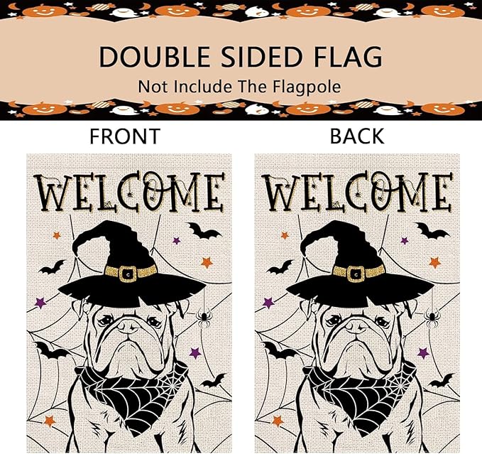 Seasonal Garden Flags English Bulldog Dog Double Sided Flags Set of 11 Holiday Farmhouse Indoor Outdoor Yard Lawn Christmas Gifts Decorations 12.5x18 Inch