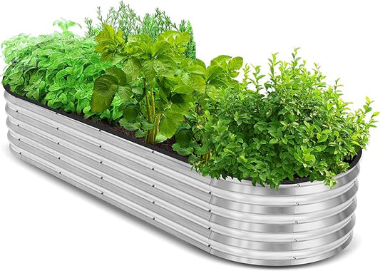 Utopia Home Galvanized Raised Garden Bed, 6 by 2 by 1 feet Lightweight Planter Boxes Outdoor with Easy Assembly, Large Garden Bed for Vegetables, Fruits, Flowers, Silver