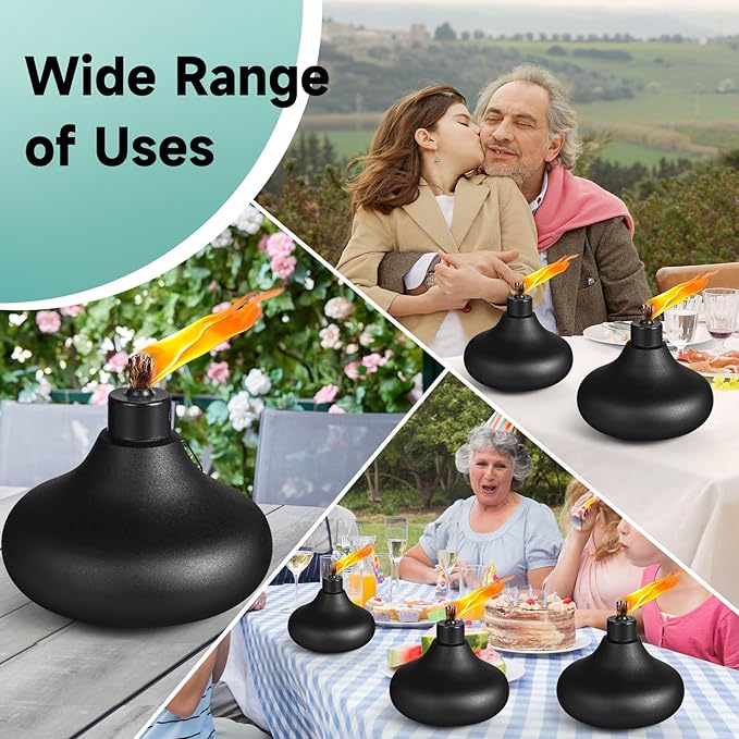 8 Pack Metal Table Top Torches,24.5 oz Citronella Torches for Outside,Refillable Flame Light Torch with Wicks and Covers, Landscape Lanterns Torches for Party, Garden Decor,DIY