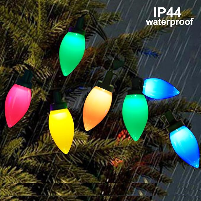 C9 Christmas Lights Outdoor 50 LED Multicolor Strawberry 34.5ft Waterproof Xmas String Light for Garden Yard Home Party Holiday Christmas Tree Indoor Decoration(Multicolor)