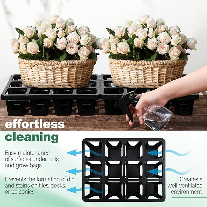 7 Pcs Pot Holder Plant Stands 30 Gallons Large Capacity Outdoor Stands for Pots and Grow Bags Polypropylene Flowerpot for Improved Drainage and Aeration