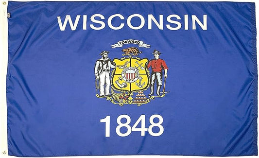 FlagSource Wisconsin Nylon State Flag, Made in the USA, 4x6'