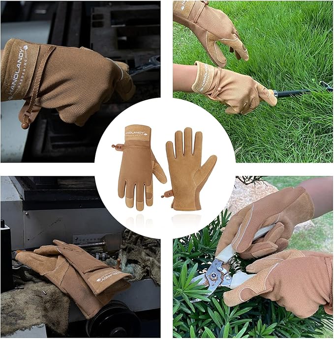 HANDLANDY Women Safety Work Gloves Utility Touch Screen Working Grip Glove for Yardwork Gardening Breathable Mechanic Gloves