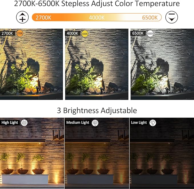 CLY Solar Landscape Spotlights, Solar Landscape Lights Outdoor IP66 Waterproof, Remote Control 2Modes 3Brightness Adjustable 2700-6500K Auto On/Off 14M Cable for Garden Pathway Trees Flag 4 in 1