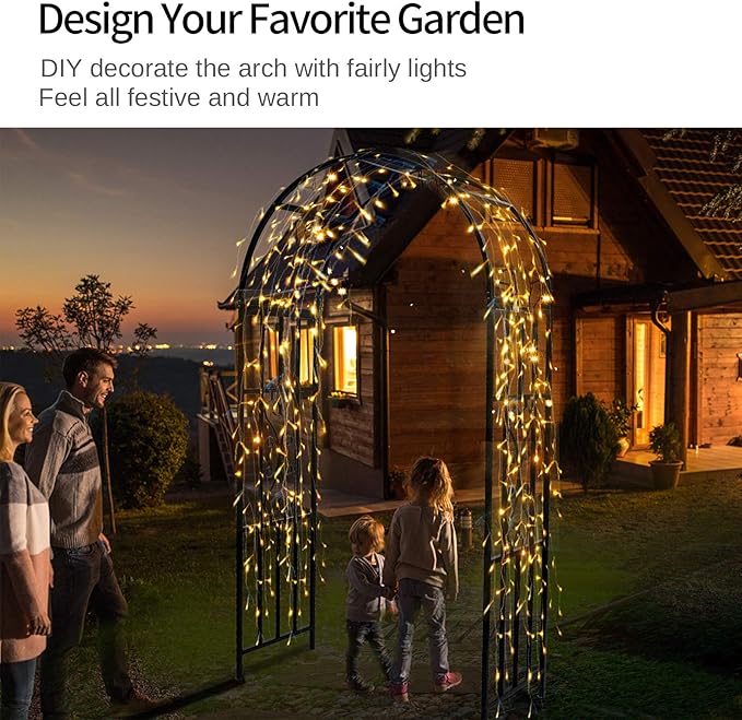 Arbors, Curved Metal Endurable Iron Trellis Plants Stand Use for Outdoor Garden Arbor Climbing Plants Wedding Arches Ceremony