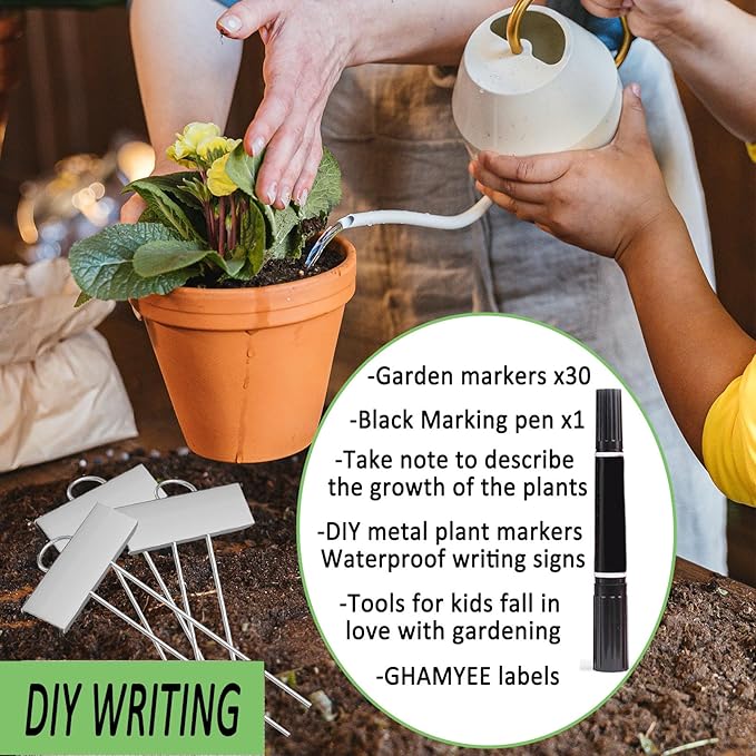 30pcs Plant Labels for Outdoor Garden Waterproof Plant Markers for Outdoor Plants, 11inch Metal Garden Plant Tags and Labels for Herbs Vegetable Seedlings Greenhouse（Silver）