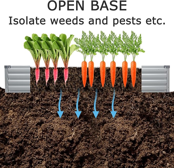 12x2x1ft(2 Pack) Galvanized Raised Garden Bed,Outdoor Planter Box Metal Patio Kit Planting Bed for Vegetables Flowers Herb,Grey