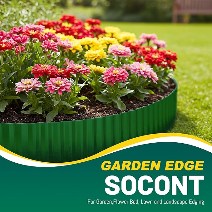 Corrugated Metal Garden Edging, 6"×40Ft Durable Landscape Border for Garden, Lawn, Flower Beds and Paver Edging (Green)