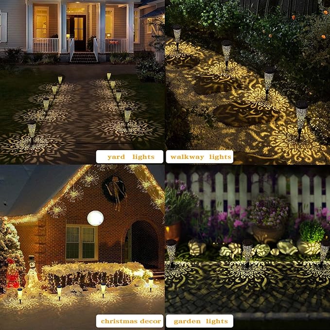 6 Pack Solar Lights Outdoor Garden Decorative with Warm Light Waterproof Pathway Landscape Lights for Path Patio Backyard Walkway Yard Garden Decor (Black, 6Pcs)