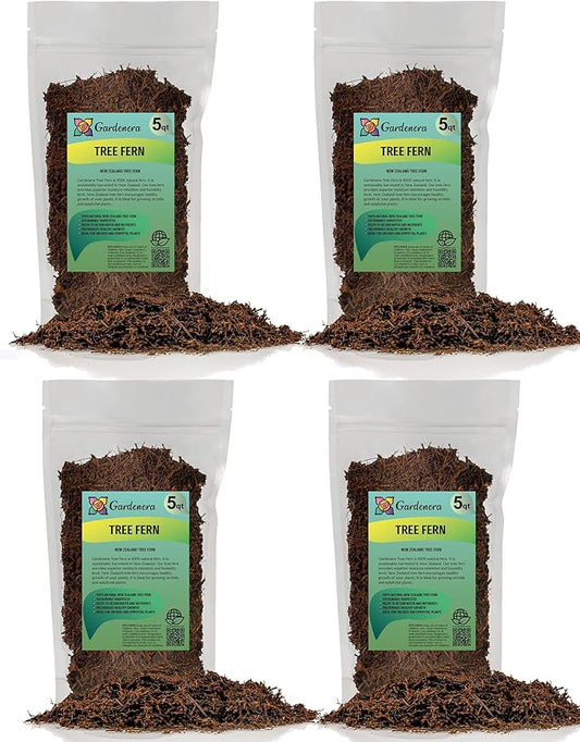 Premium New Zealand Tree Fern by GARDENERA - 20 Quart - Orchid and Epiphytal Plants Growing Medium and Reptile Substrate (4 Bags of 5 Quart)