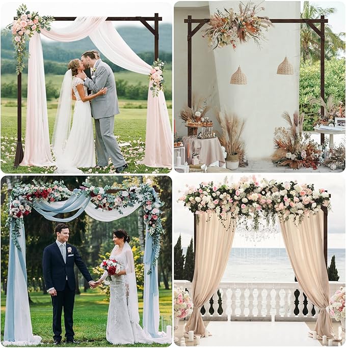 7.2FT Wedding Arch Square Wood Wedding Arches for Ceremony Wooden Wedding Arbor Backdrop Stand for Indoor Outdoor Wedding Party Proposal Scene Garden Beach Forest Rustic Boho Decoration
