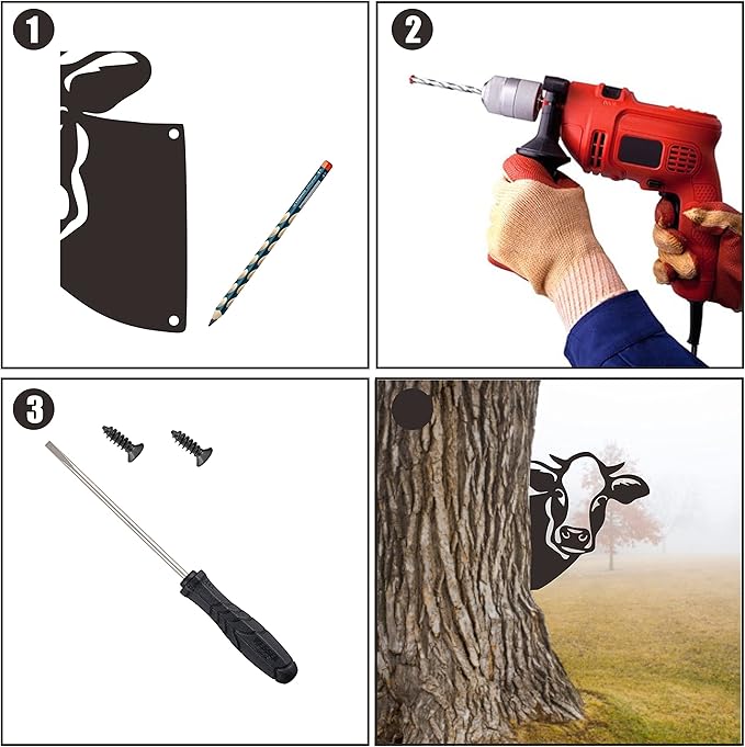 Cow Metal Art Farm Garden Decor Garden Fence Decoration Outdoor Decoration for Farmhouse Yard Lawn