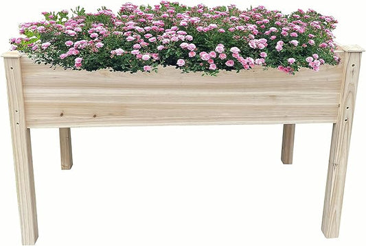 BTExpert 4ft Wooden Raised Garden Bed with Legs, 48x24x30in Elevated Planter Box Stand for Vegetable Flower Backyard, Patio, Balcony Large Wood Raised Beds Liner Outdoor - 30 in Height