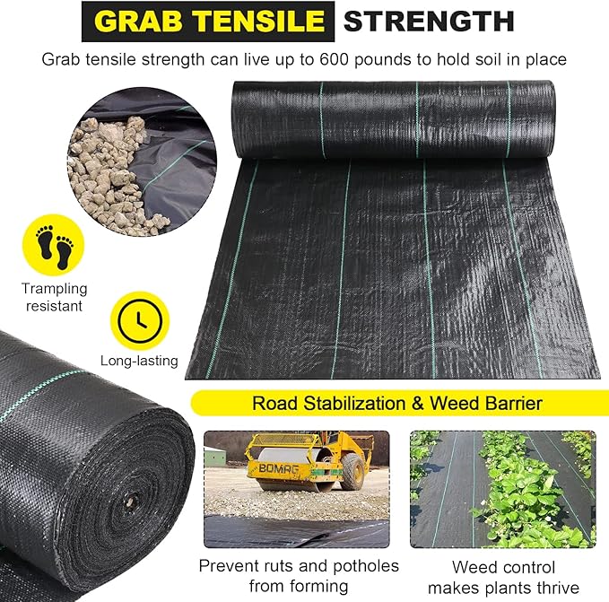 Driveway Fabric 6x300 ft - Commercial Weed Barrier, Heavy Duty 3.5OZ Landscape Fabric for Road, French Drain, Erosion Control, Construction Projects