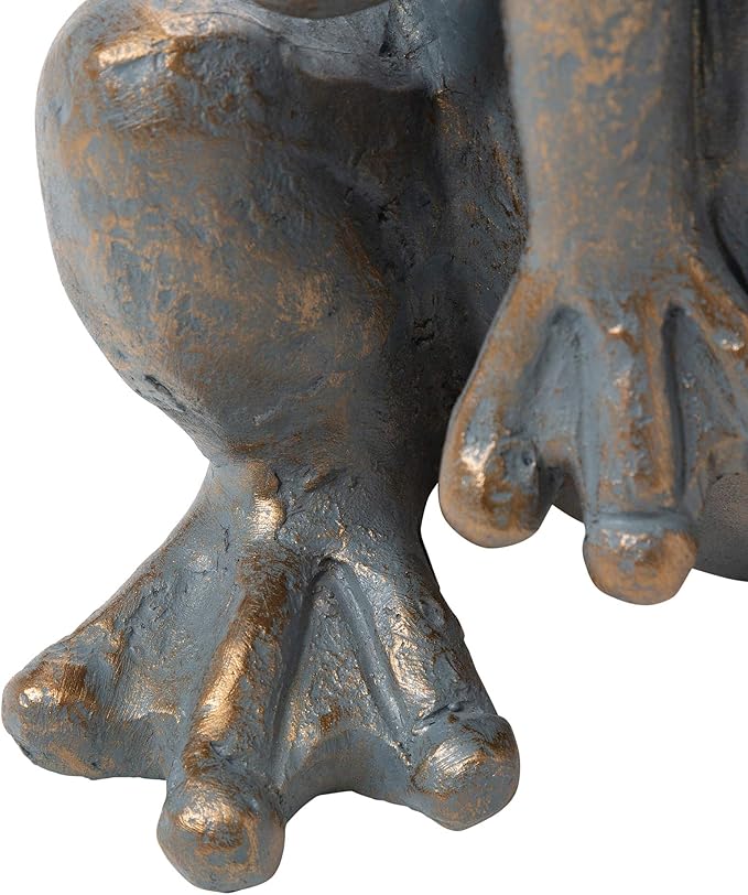 Glitzhome Stacked Frog Outdoor Statue Large Garden Sculpture Decoration, 28" H, Bronze