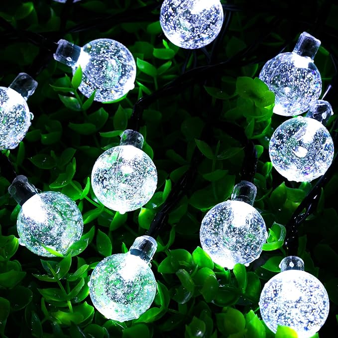 Brightown Outdoor Solar String Lights - 60 Led, 35.6 Feet with 8 Modes, Waterproof, Perfect for Garden, Yard, Porch, Wedding Party Decor (Pure White)