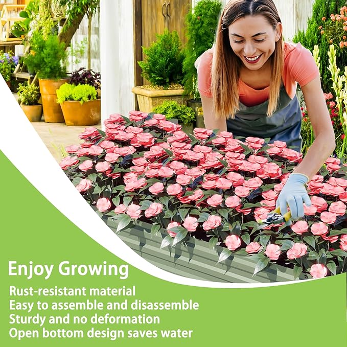 Aoodo 4 x 2 x 1 ft Raised Garden Bed for Patio Garden Lawn, Bed Only, Set of 2