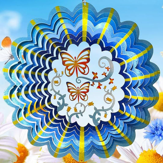 Butterfly Wind Spinner Hanging,12In 3D Wind Spinners Outdoor Butterfly Gifts for Women Mom Grandma Wife Father,Mandala Wind Spinner Garden Decorations Yard Art Christmas Ornament