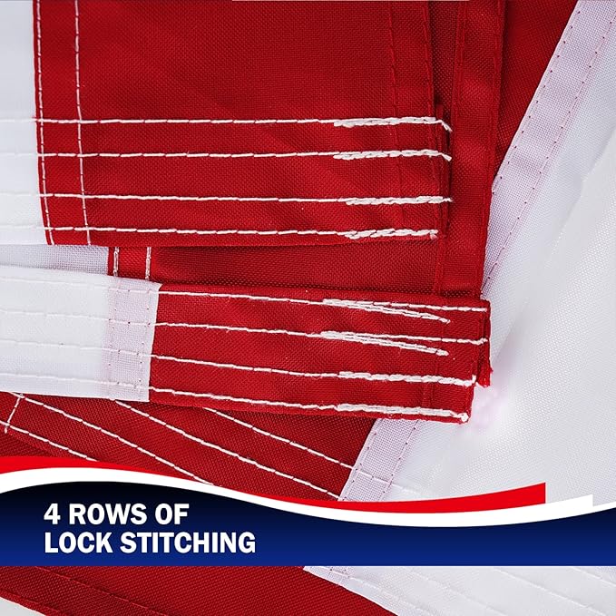 Homissor American Flag 5x8 Embroidered Stars 5x8 Foot Flags USA Heavy Duty Nylon US Outdoor Banner Sewn Stripes with 3 Brass Grommets