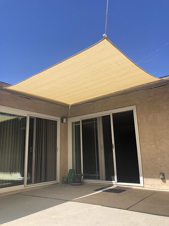 Eden's Decor Straight Flat-Edged Sun Shade Sail Rectangular 5' x 12' Wheat UV-Blocking Outdoor Canopy Fabric Cloth Awning for Pergola Patio Garden Backyard Custom Size