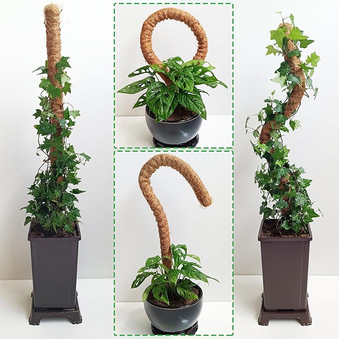 2 Pack Moss Pole, 28 Inch Bendable Moss Pole for Plants Monstera, Moss Poles for Climbing Plants Indoor, Coir Plant Pole Sticks Support Stakes for Potted Plant, Pothos, Philodendron