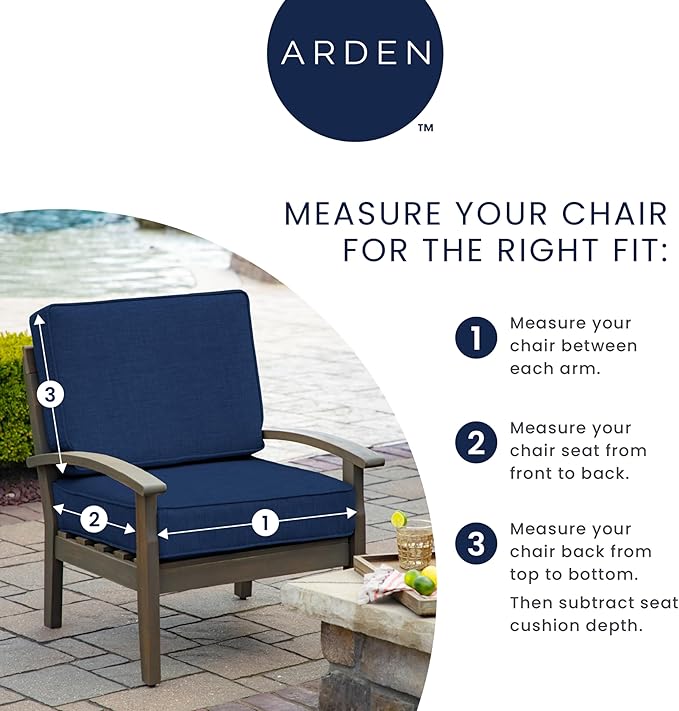 Arden Indoor/Outdoor Foam Seat Pad, 2 Pack, 17 x 16, Patio Cushion, Water Repellent, Fade Resistant, Foam Cushion Clark Blue