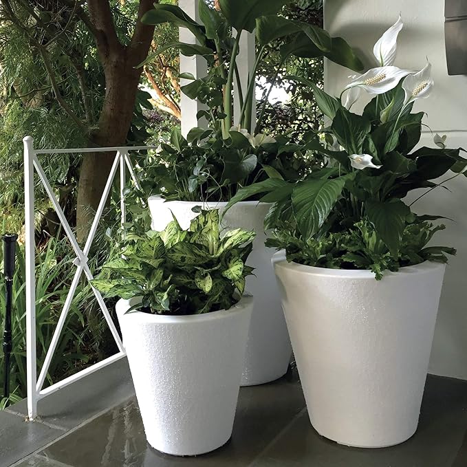 Crescent Garden Dot TruDrop Indoor/Outdoor Planter, Self-Watering Modern Plant Pot, 16 Inches, (Ash)