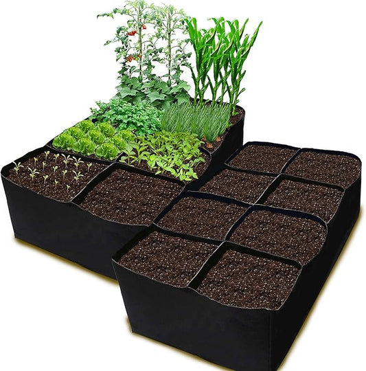 CJGQ 2 Pack Fabric Raised Garden Bed 6x3x1ft Garden Grow Bed Bags for Growing Herbs, Flowers and Vegetables 128 Gallon…