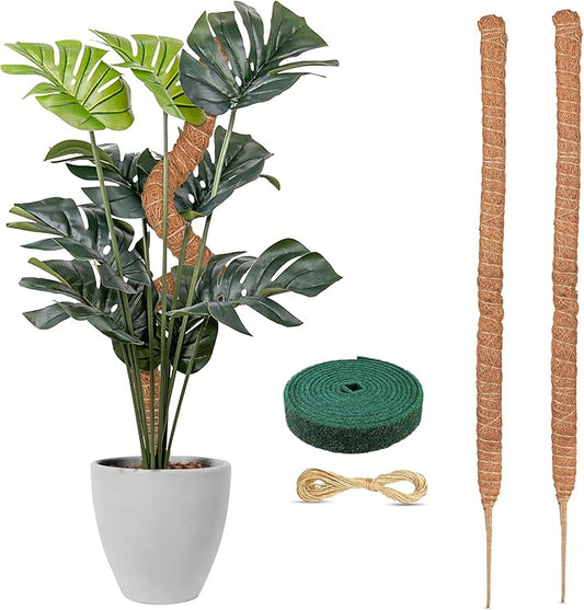 EcoNour 28" 2 Pack Moss Pole | Moss Pole Monstera Plant Support | Plant Sticks for Indoor Climbing Plants | Support for Potted Plants Like Pothos, Philodendrons, and More