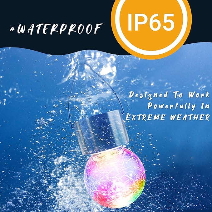 GIGALUMI Solar Lights Outdoor Waterproof ,12 Pack Solar Hanging Lights Garden Decor,Gifts for Women Mom Grandma,Solar Outdoor Lights Lantern Cracked Glass for Yard, Fence, Tree(Color Changing)