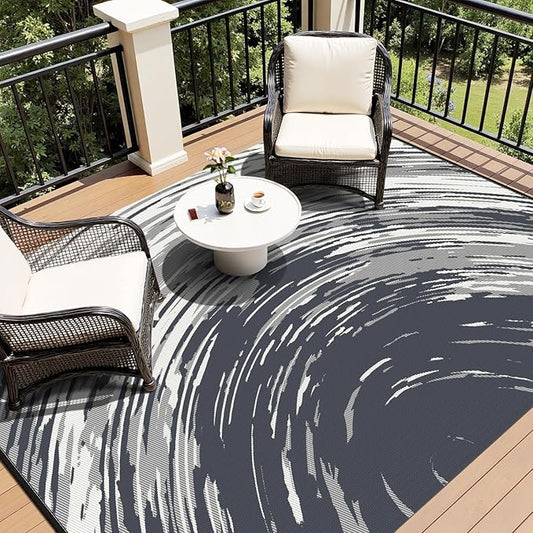 COCOER Modern Outdoor Rug 6x9 Reversible-Waterproof Outdoor Patio Rug-Quick Dry Outdoor Area Rugs Indoor Outdoor Rugs-Outside Rug Patio Decor for Porch Deck Balcony Backyard